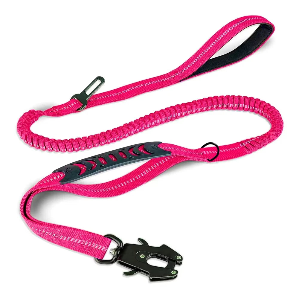 Laisse pour chien réfléchissante et antichoc avec attache ceinture de sécurité
