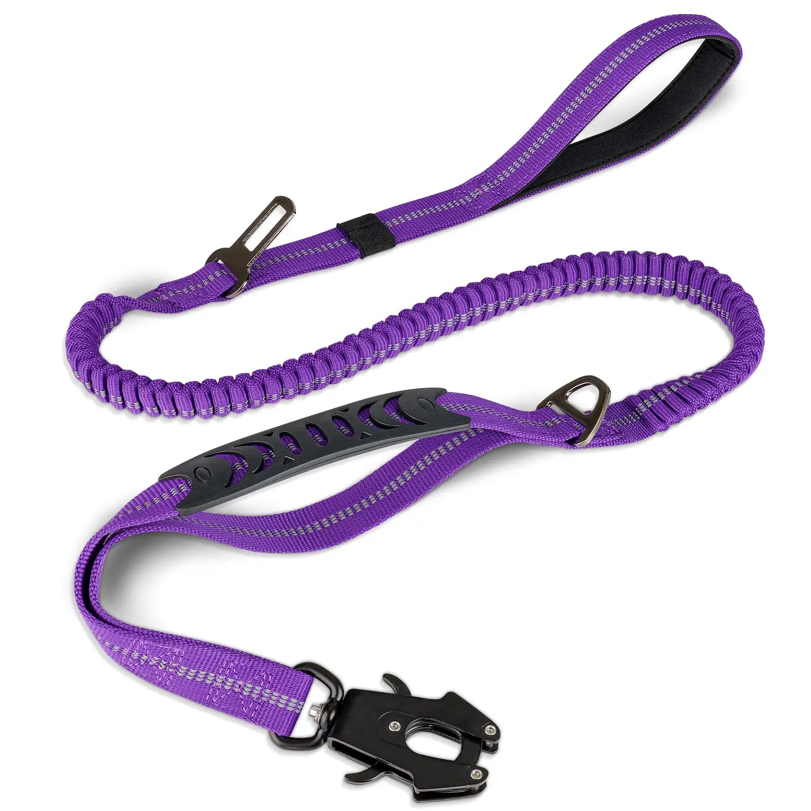 Laisse pour chien réfléchissante et antichoc avec attache ceinture de sécurité